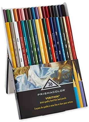 Prismacolor Premier Verithin Colored Pencils, Assorted Colors, 36 Pencils, Pack of 1 Box (2428)