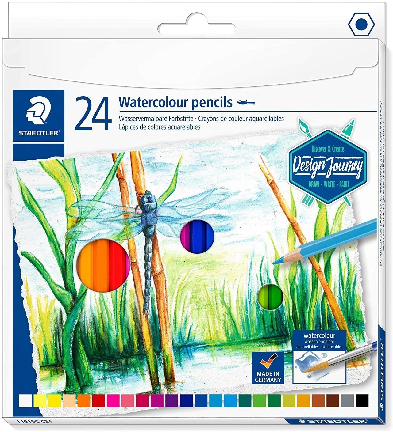 Staedtler Design Journey 14610C Box of 24 Assorted Watercolour Pencils