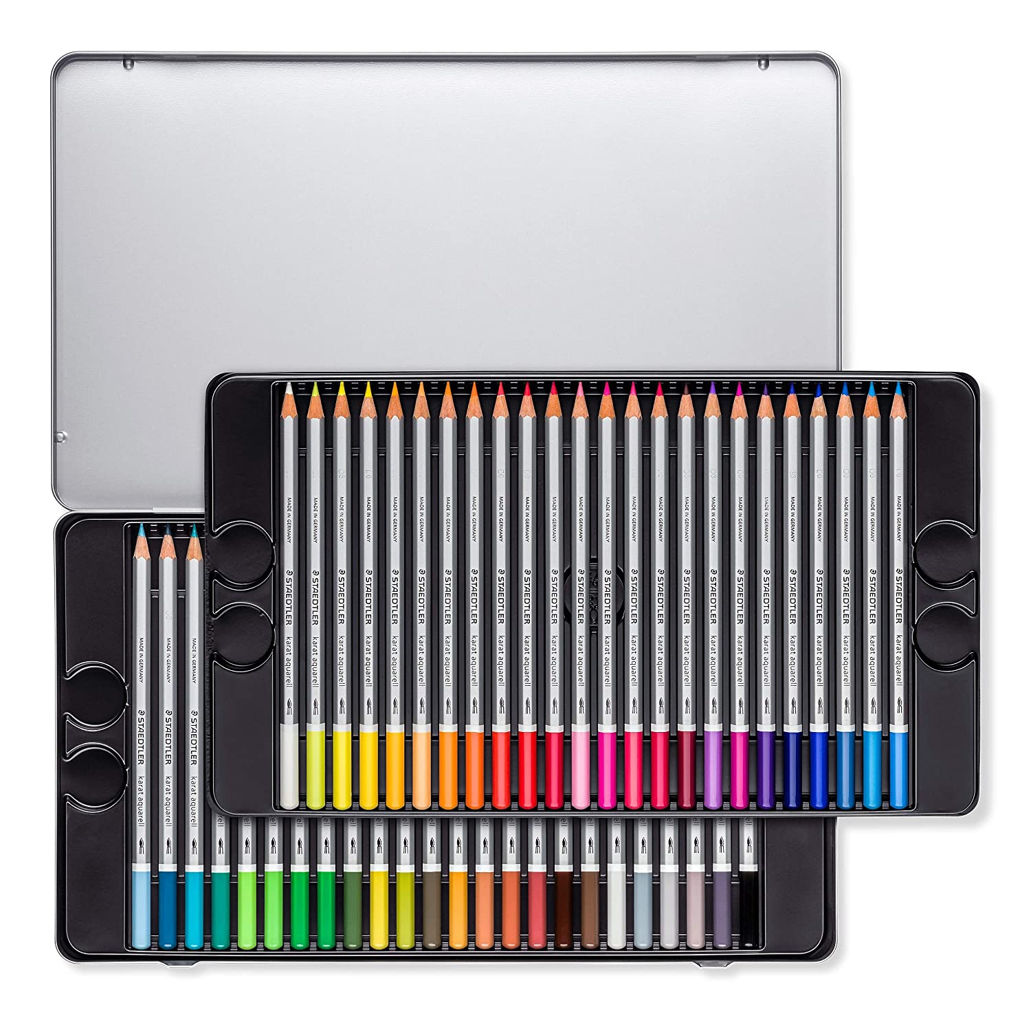 Staedtler Karat Aquarell Professional Watercolour Pencils - Assorted Colours In Metal Box Set Of 48