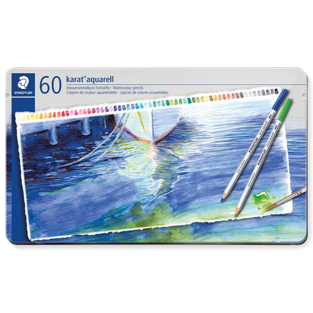 Staedtler Karat Aquarell Premium Watercolor Pencils, Set of 60 Colors (125M60)