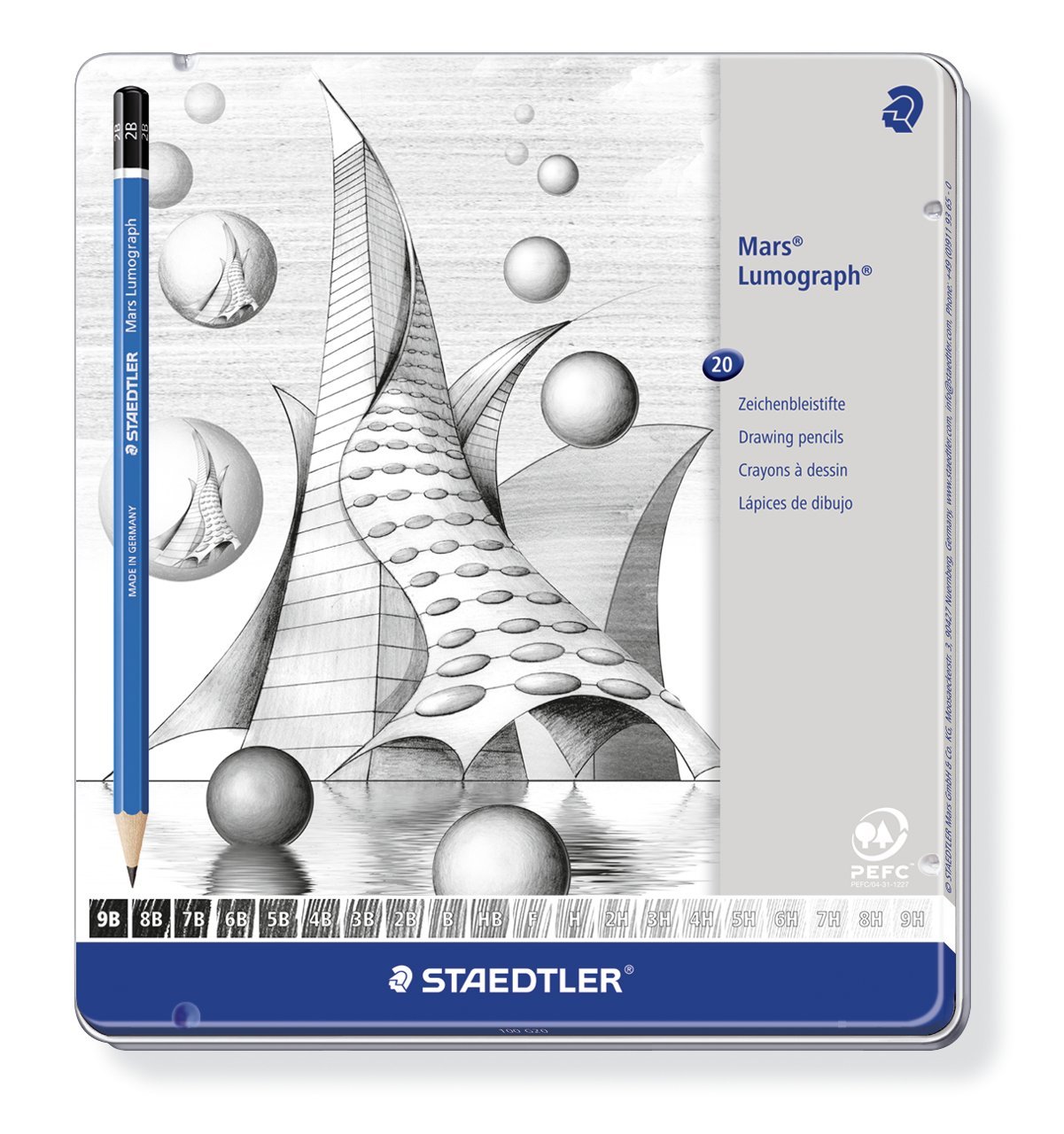 Staedtler Mars Lumograph Degree Pencils, Pack of 20