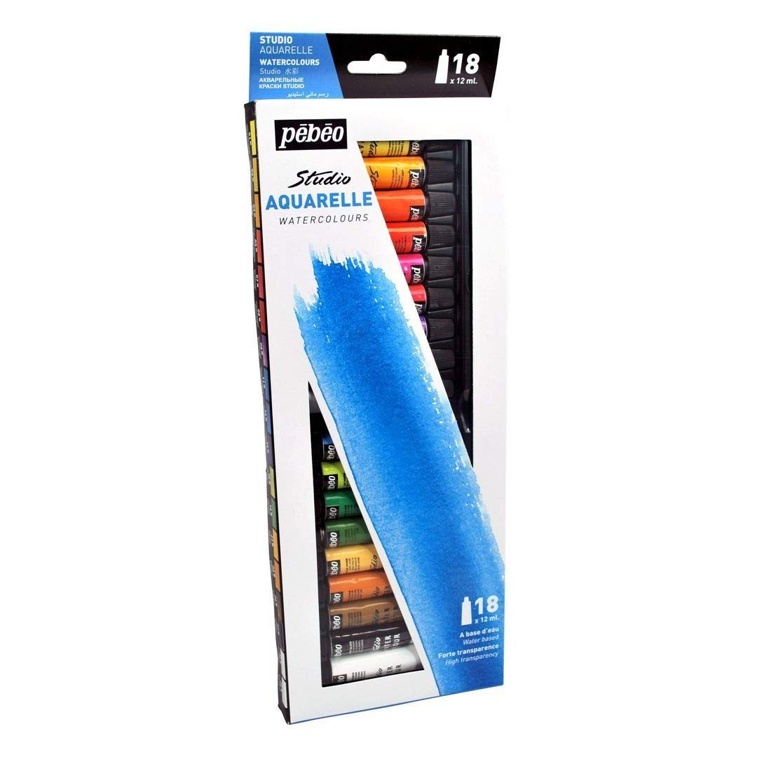 Pebeo Studio Aquarelle Fine Watercolours - Set of 18 Colours in 12 ML Tubes