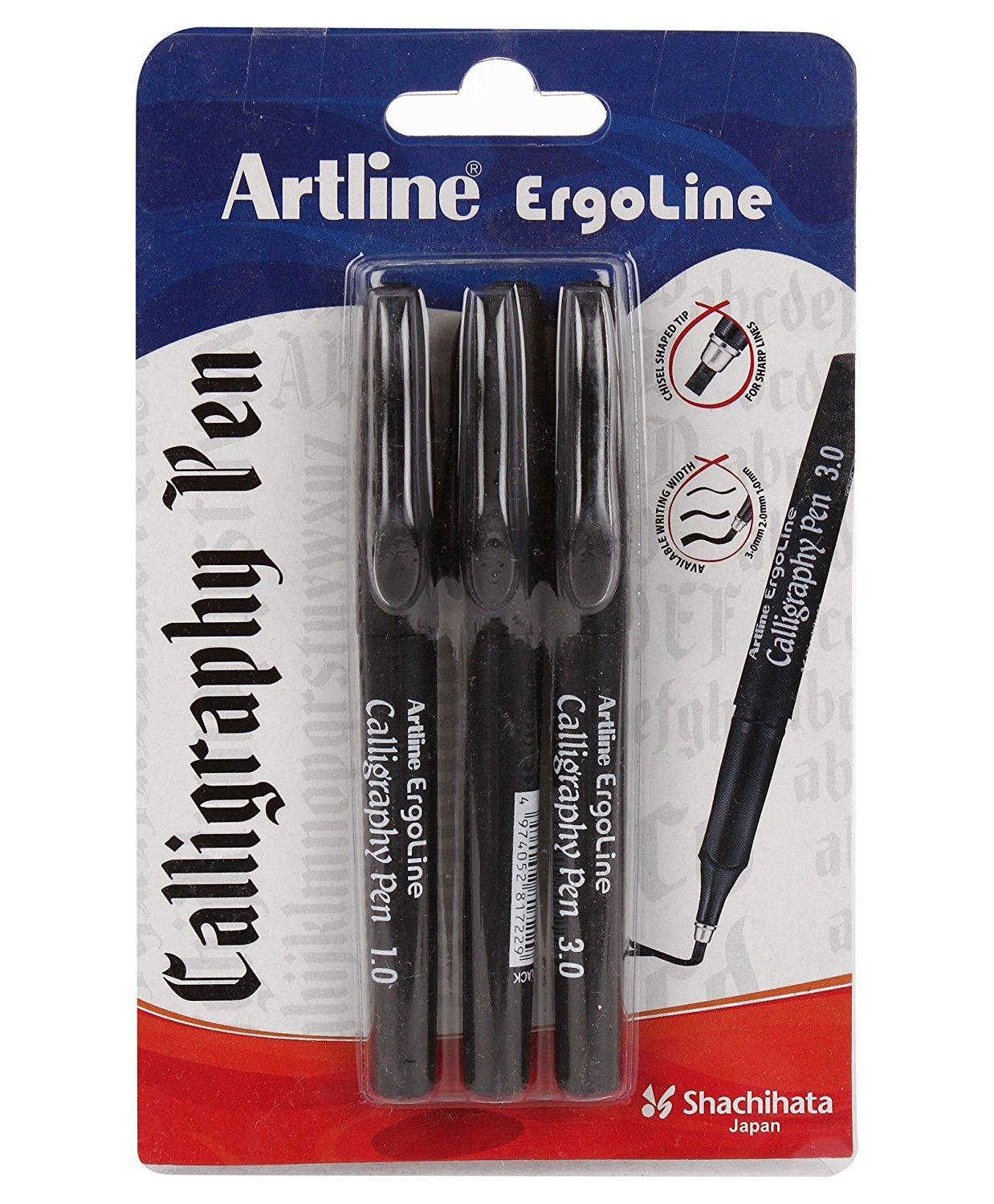 Zig Calligraphy Pen Square Tip, Set of 3 Black