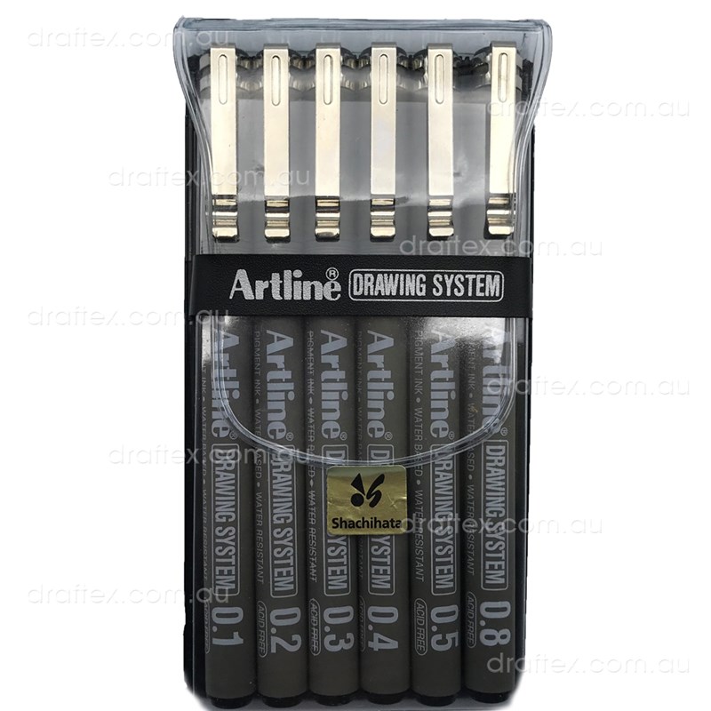 Artline Drawing System Pens Black 6 Pack