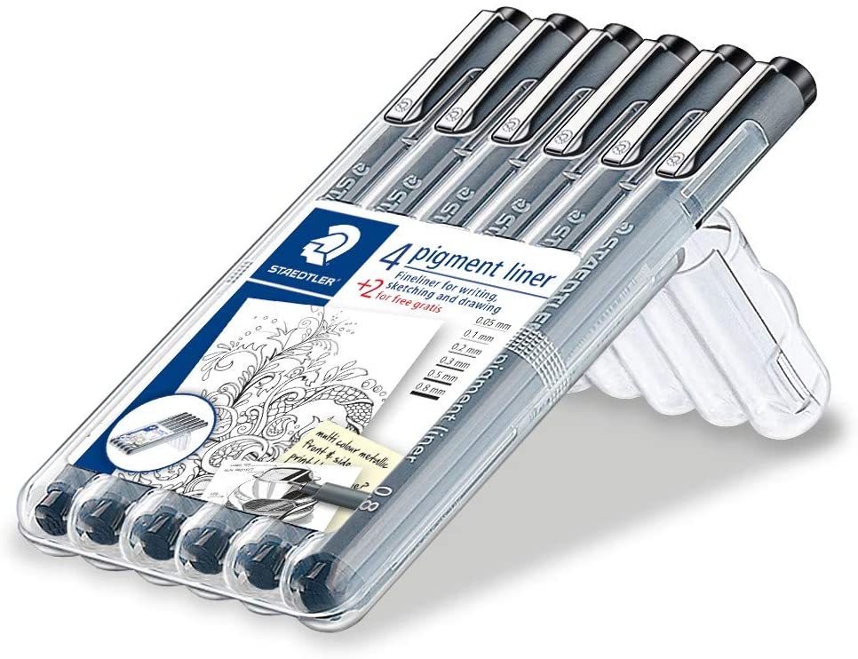 Staedtler Pigment Liner Bonus Sketch Set of 6 Liners for the Regular Price of 4(2 free), 308 SB6P