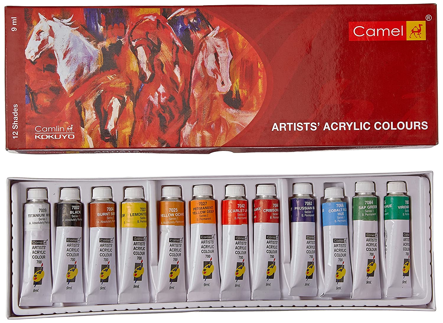 Camlin Kokuyo Acrylic Color Box - 9ml Tubes, 12 Shades