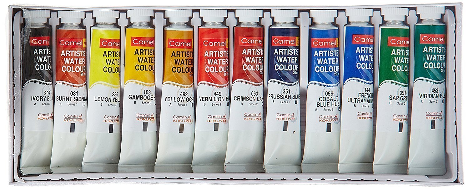 Camlin 5ml Water Colours Tube Set - 12 shades (For Students)