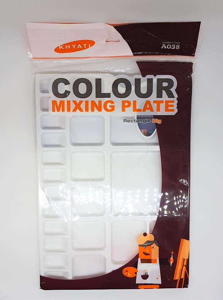 KHYATI Big Rectangle Shape Colour Mixing Palette/Tray for Artist/Students 