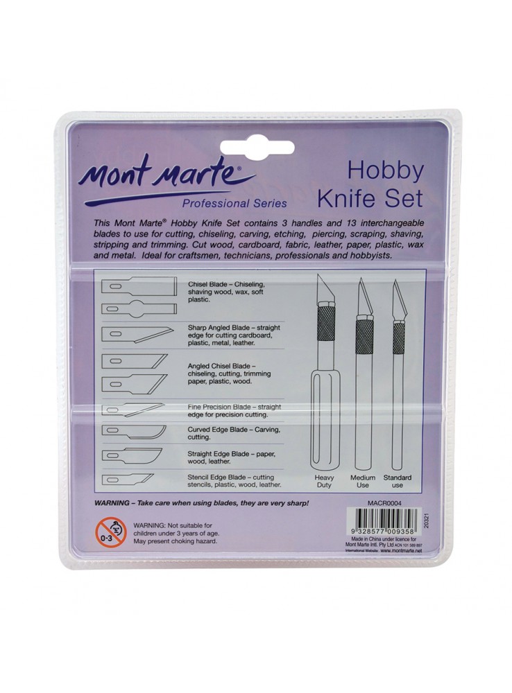 Mont Marte Hobby Knife Set SK5 Blades MACR0004 -13 Pcs