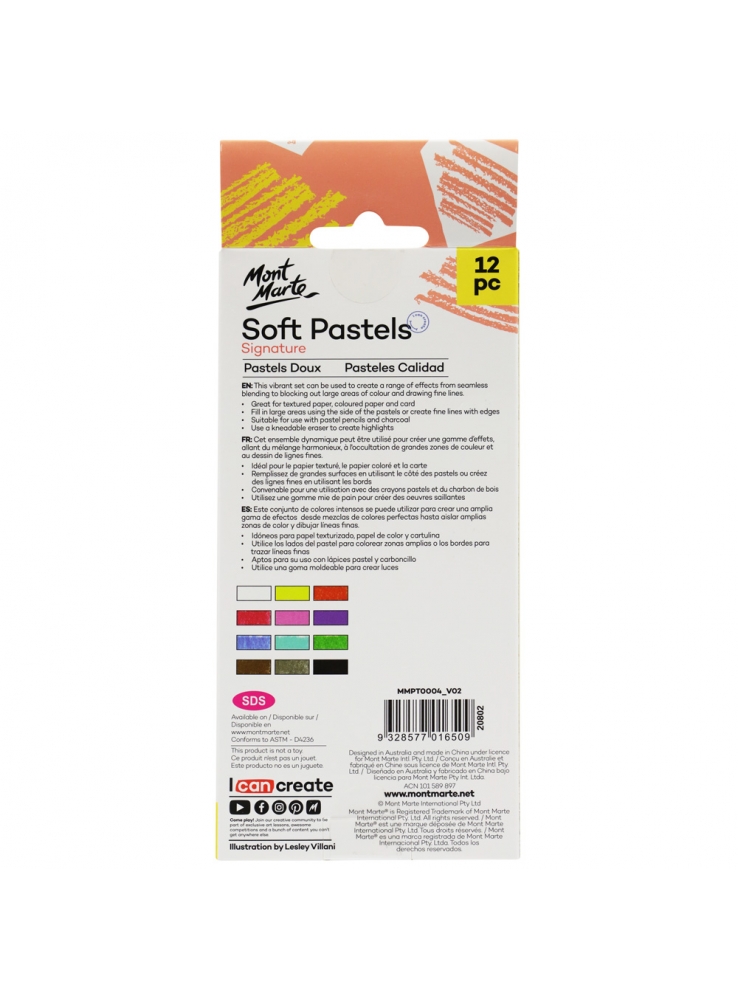 Mont Marte 12 Soft Pastels MMPT0004