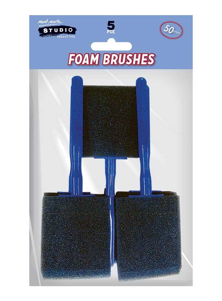 Foam Hobby Brush 50mm 5pce Poly Bag