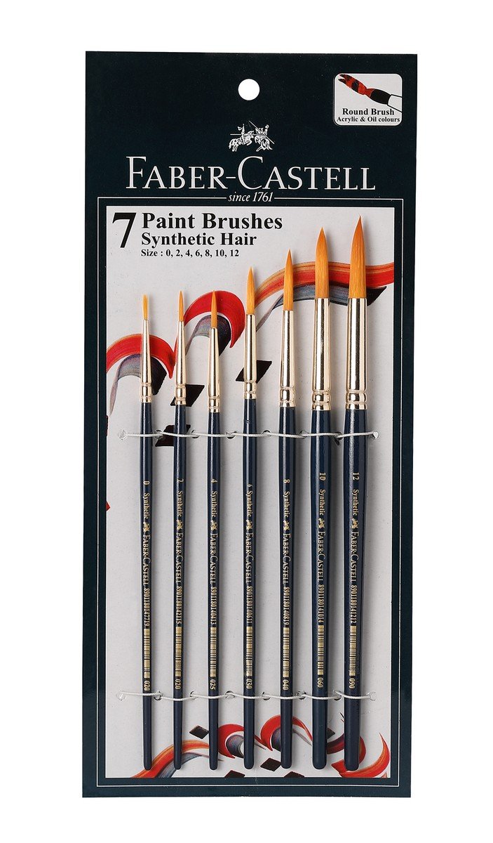 Faber-Castell Paint Brush Set - Round, Pack of 7 (Navy Blue)