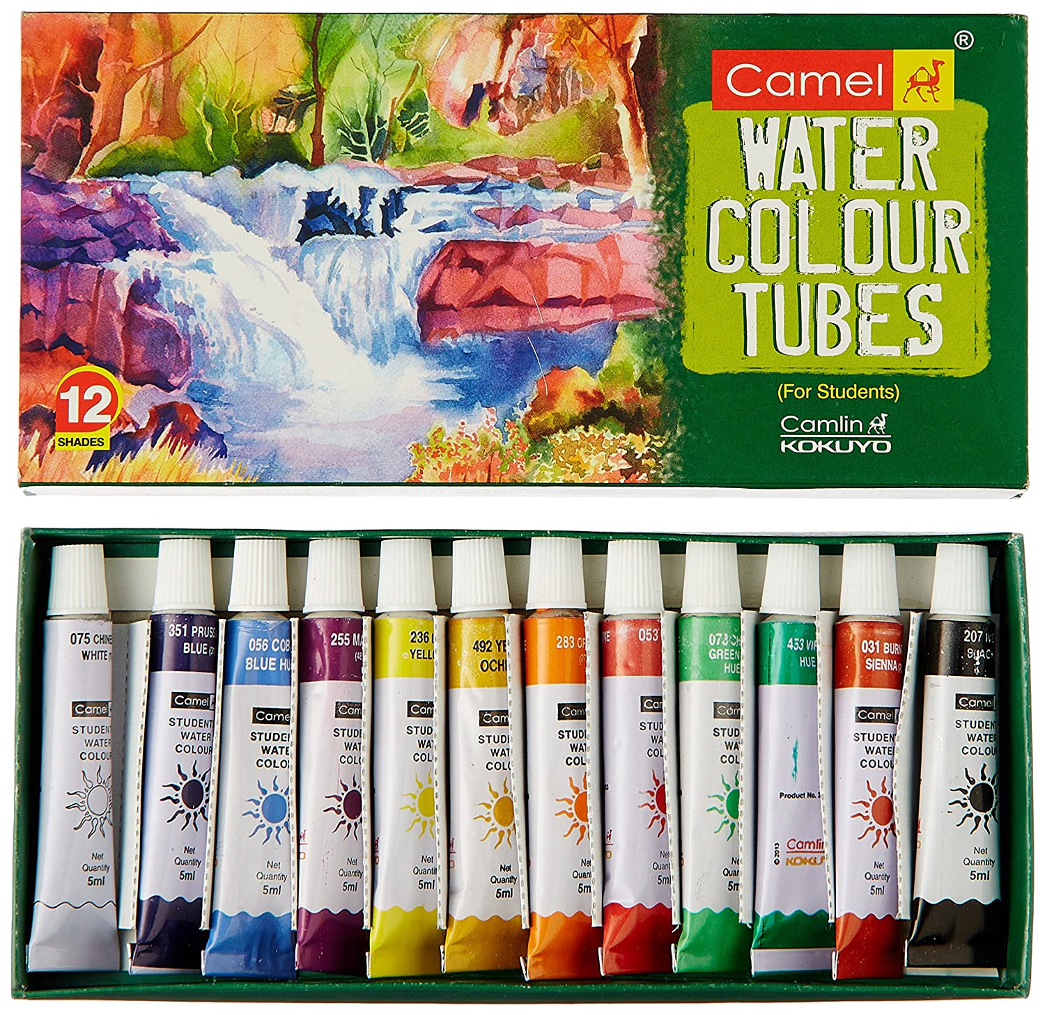 Camlin Kokuyo Student Water Color Tube - 5ml Each, 12 Shades