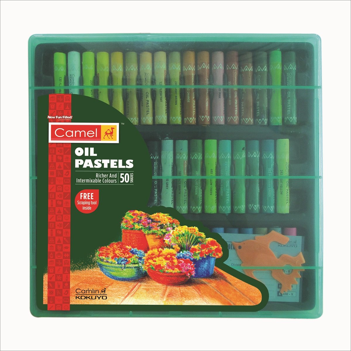 Camel Oil Pastel with Reusable Plastic Box - 50 Shades