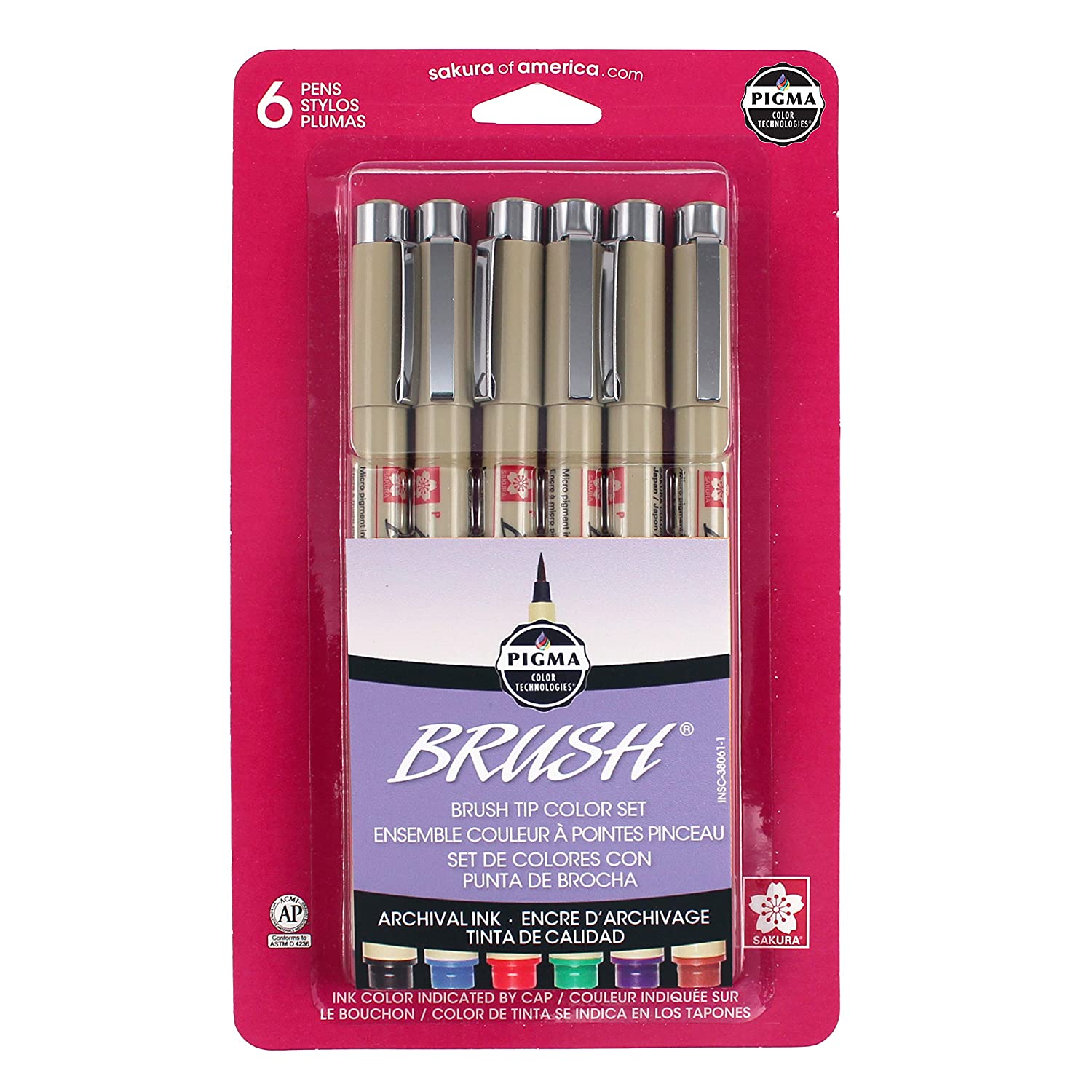 Sakura 38061 6-Piece Pigma Brush Pen Set