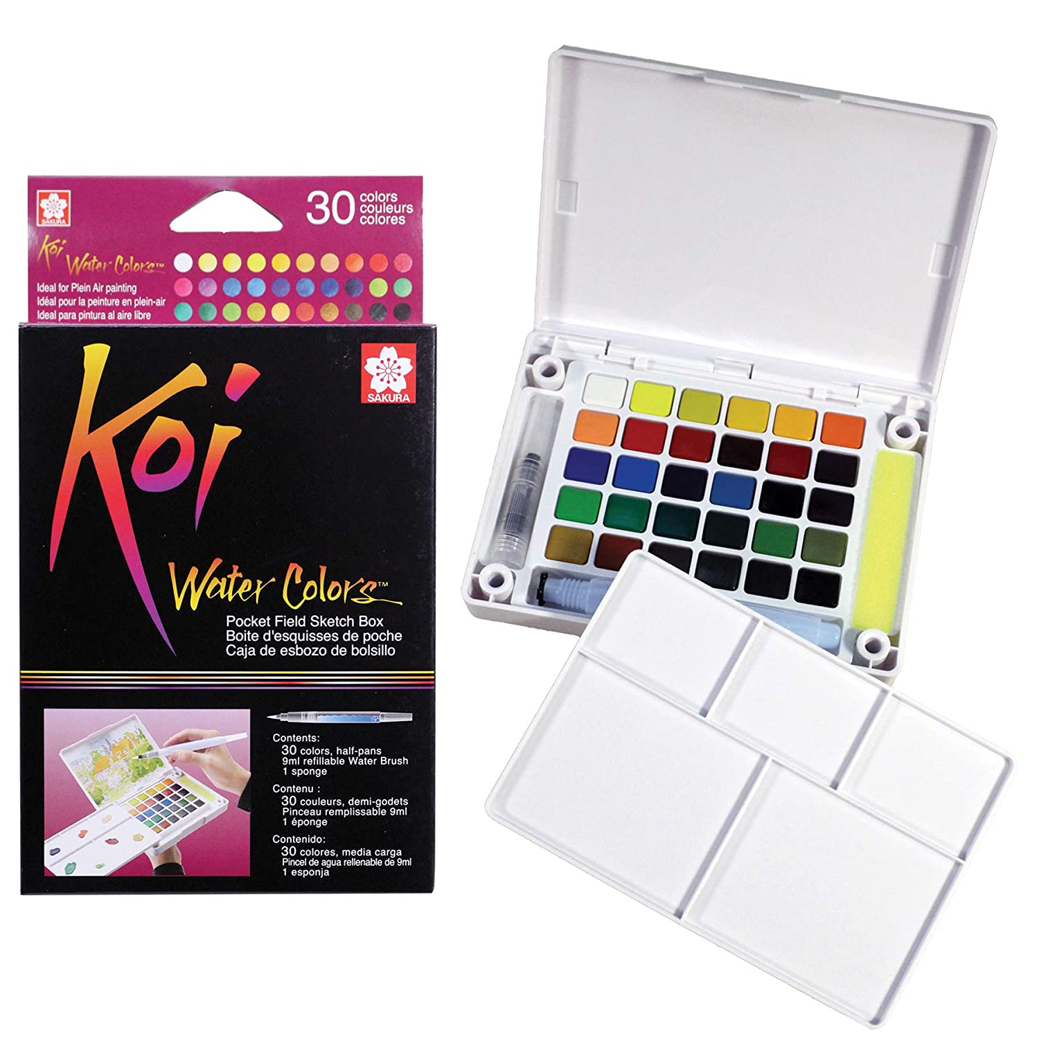 Sakura Koi Water Color Set with Waterbrush, (30 Assorted)