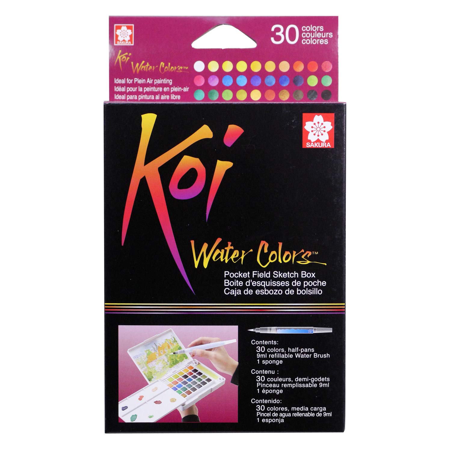 Sakura Koi Water Color Set with Waterbrush, (30 Assorted)