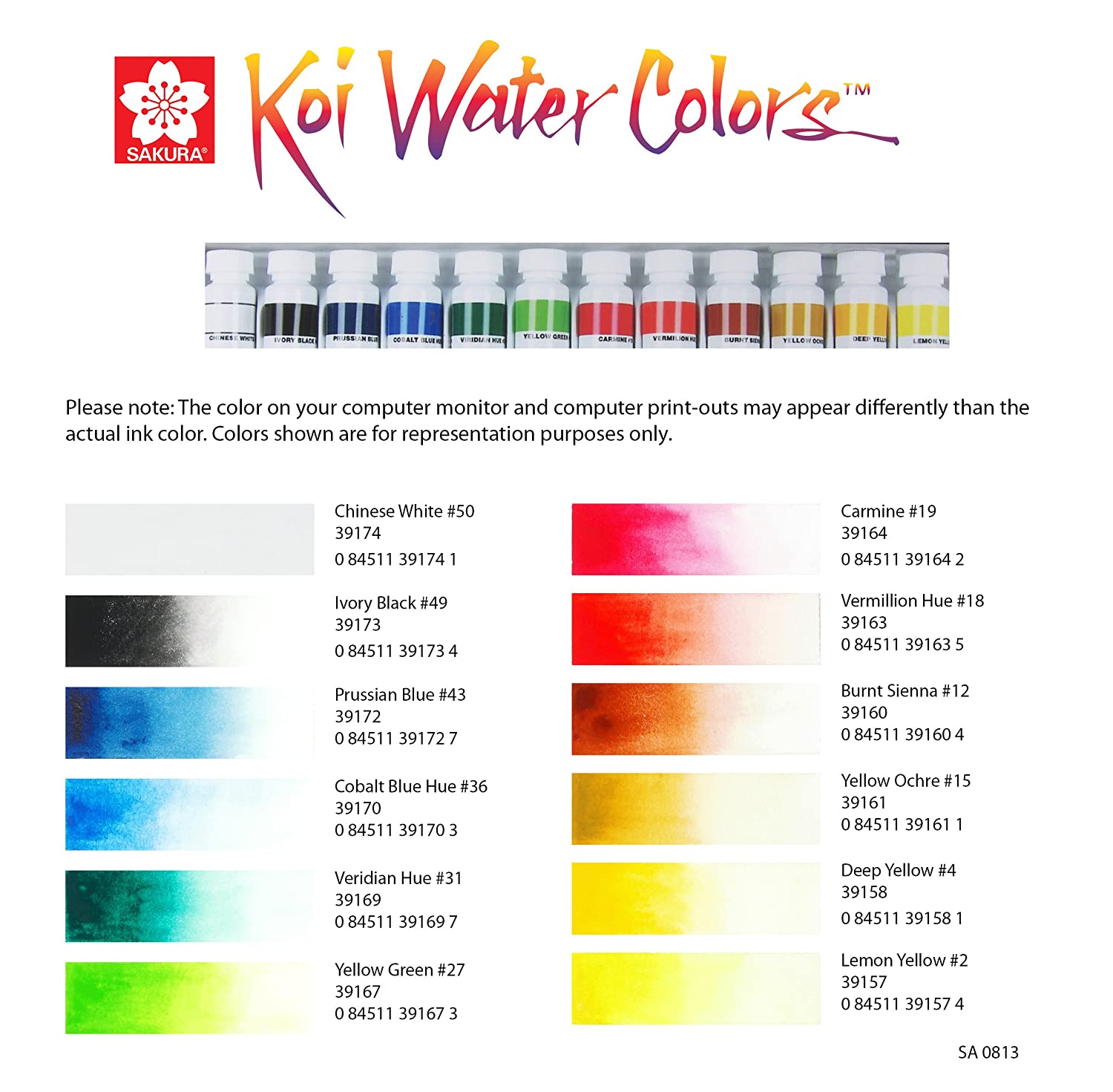 Sakura 12-Piece Koi Assorted Water Color Tube Set