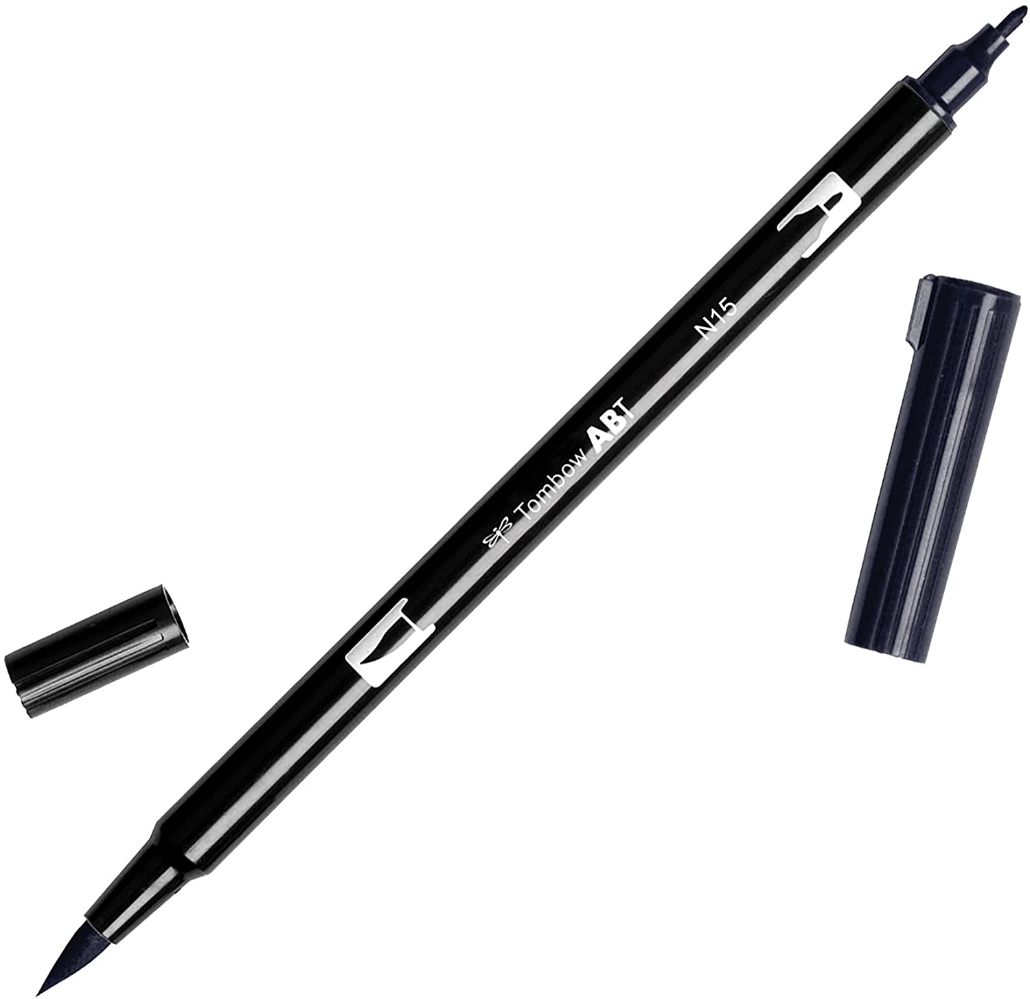 Tombow 56621 Dual Brush Pen, N15 - Black, Brush and Fine Tip Marker