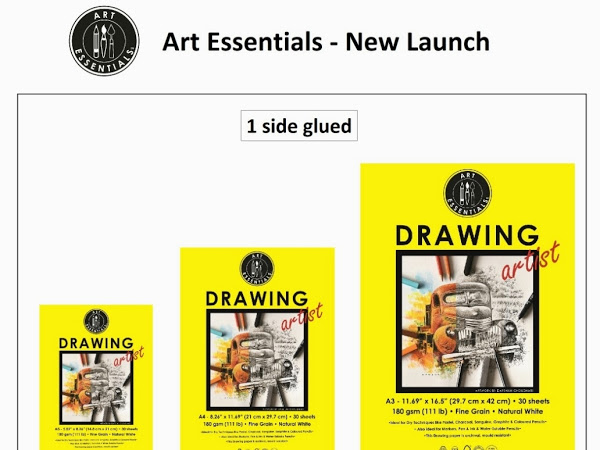 Art Essentials Drawing Artist A3 Natural White Fine Grain 180 GSM Paper, Polypack of 5 Sheets