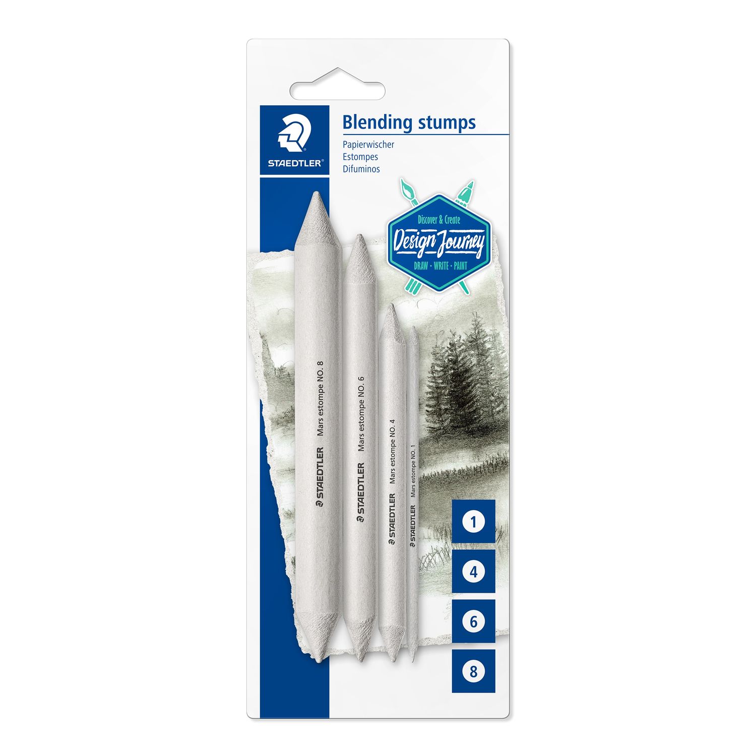 STAEDTLER Blending Stumps 5426 in 4 Different Sizes no. 1/4/6/8