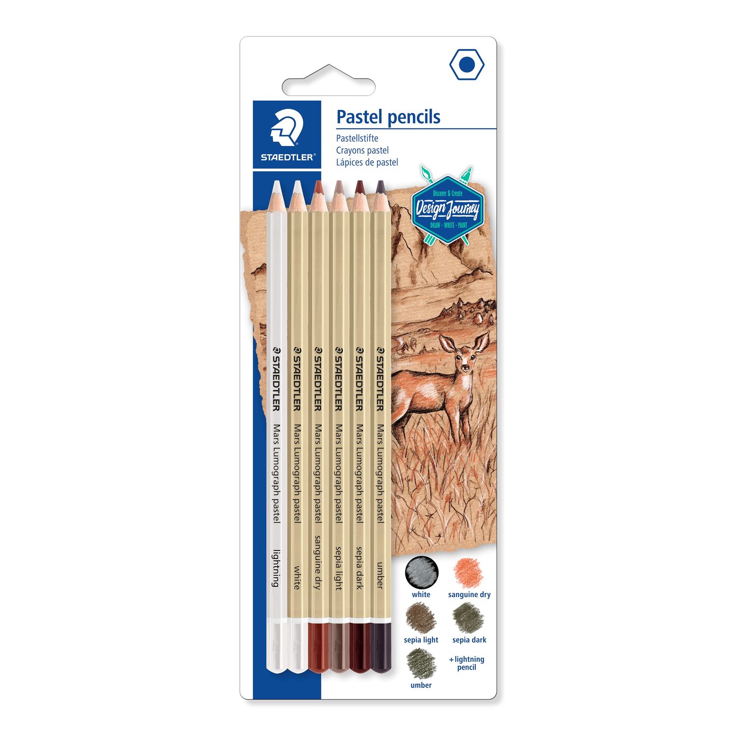 STAEDTLER Mars Lumograph premium quality Pastel colour pencils set of 6 pastel colours