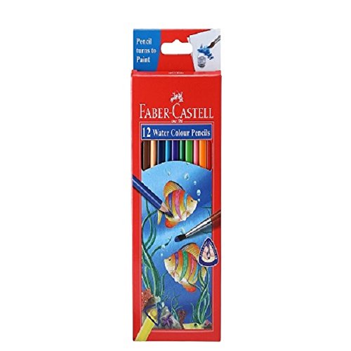 Faber-Castell Water Color Pencils with Paint Brush - Pack of 12 (Assorted)