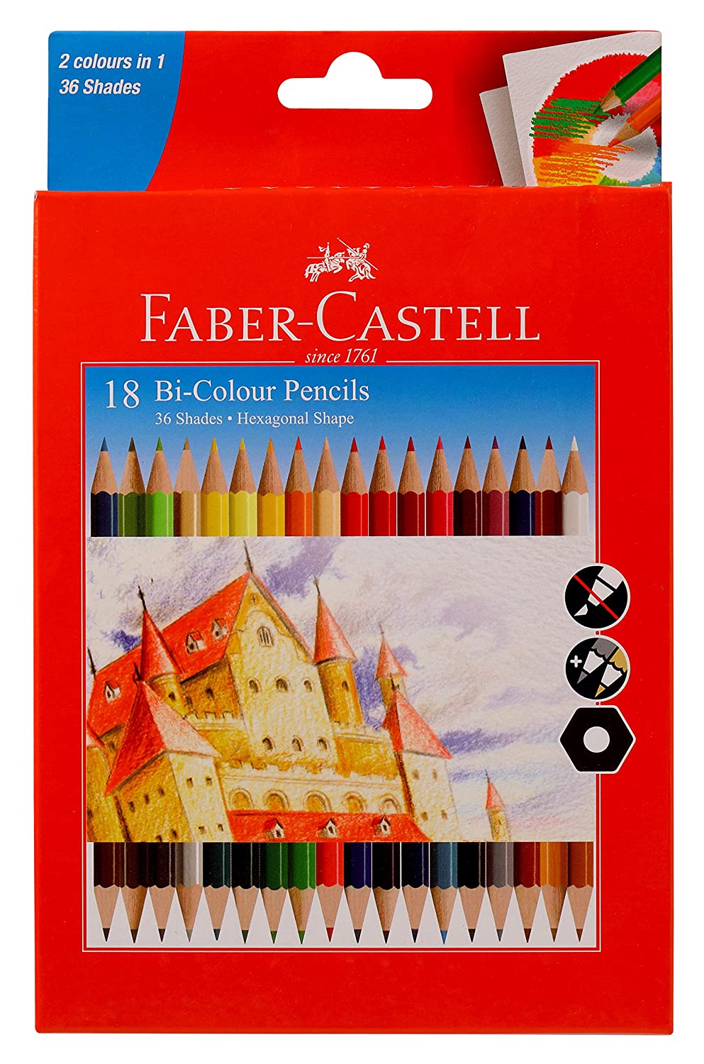 Faber-Castell Bi-Colour Pencil, Pack of 18 (Assorted)