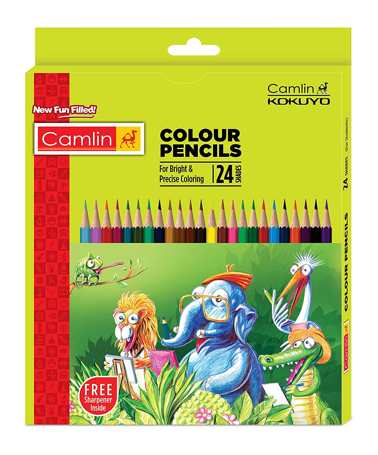 Camlin Kokuyo 24-Shade Full Size Colour Pencil Set (Assorted)