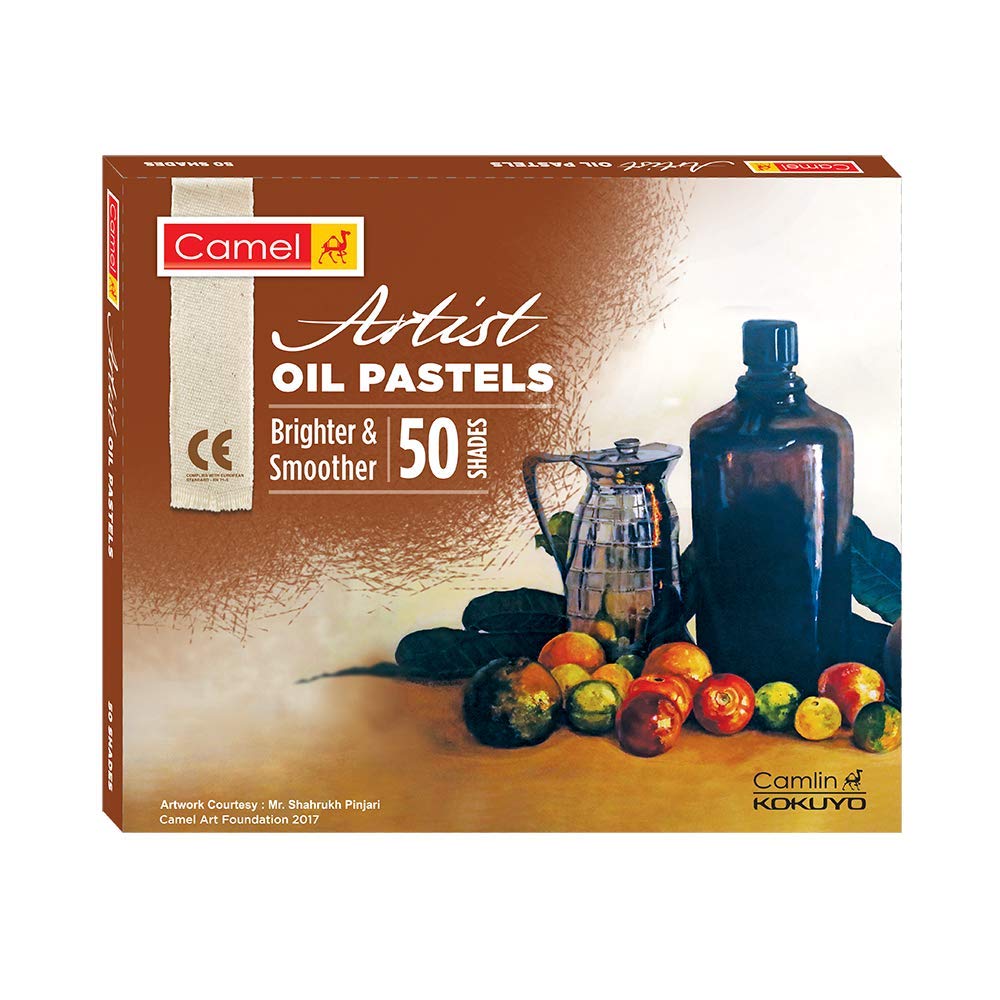 Camel Oil Pastel with Reusable Plastic Box - 50 Shades & Camel Drawing Kit  Combo