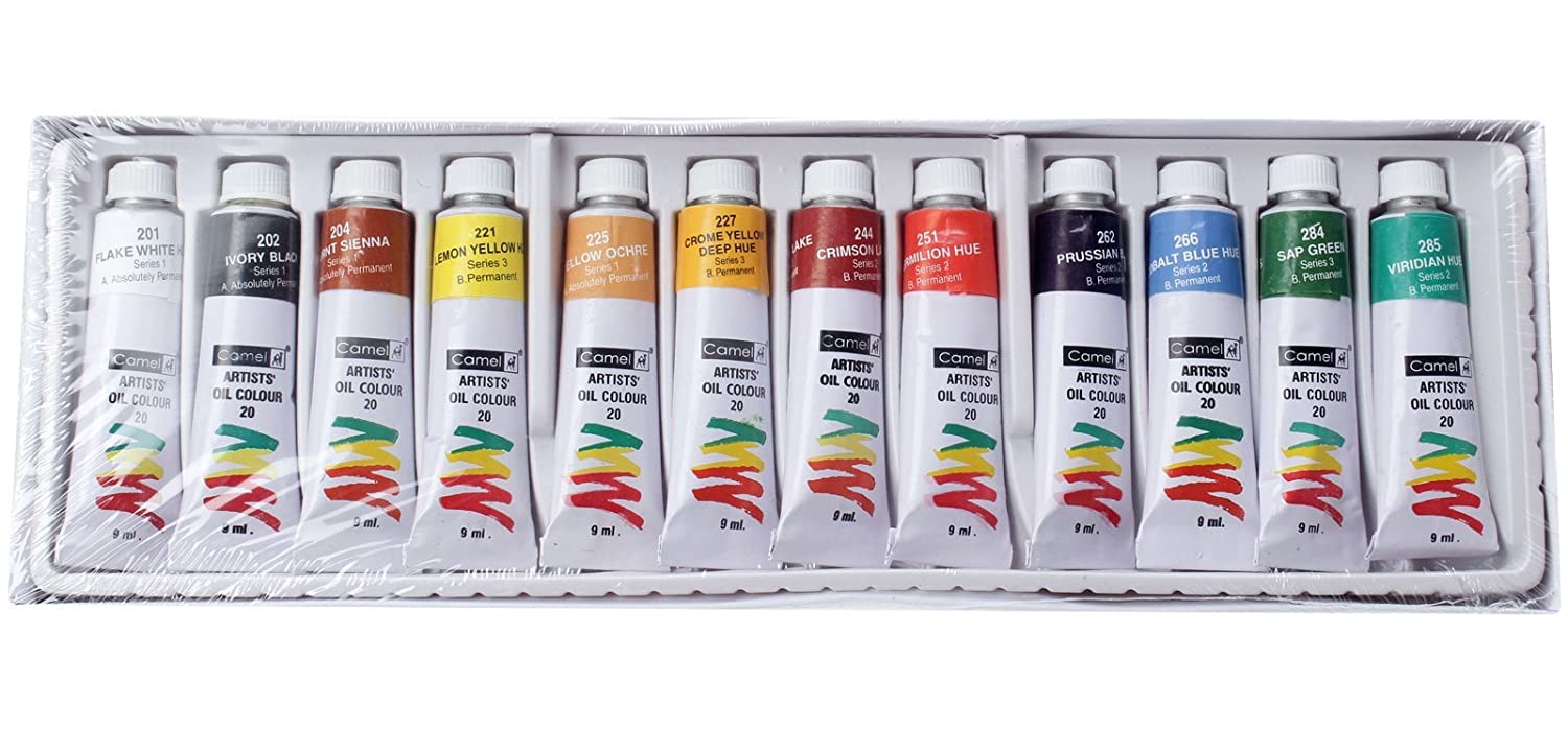 Camel Artists Oil Color Box - 9ml Tubes, 12 Shades