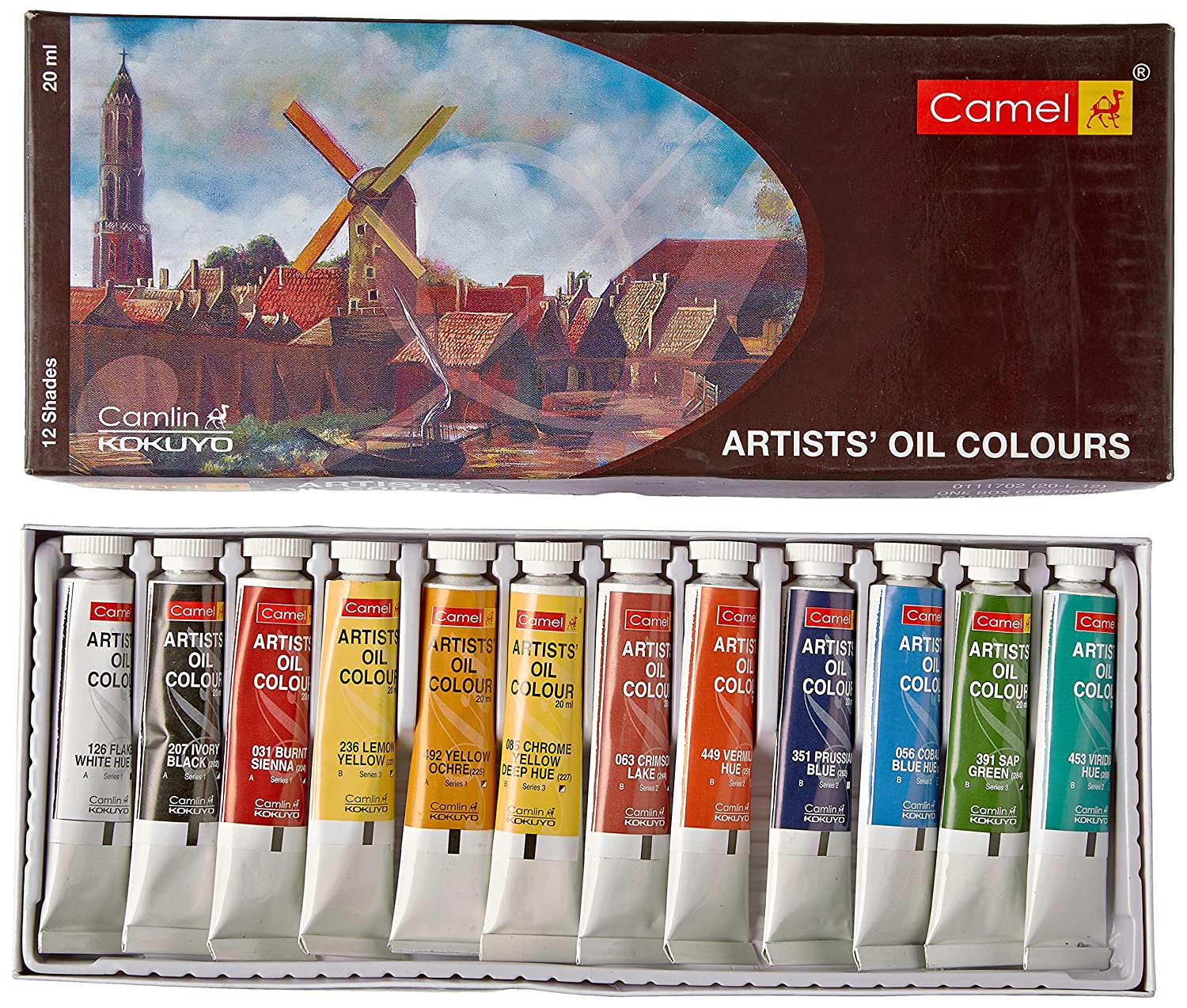 Camel Artist's Oil Color Box - 20ml Tubes, 12 Shades