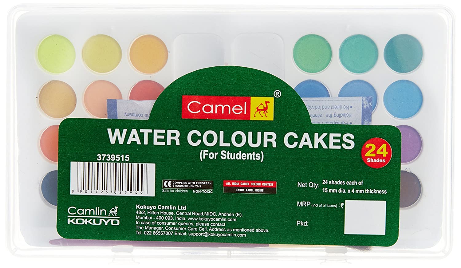 Camlin Kokuyo Student Water Color Cakes - 24 Shades