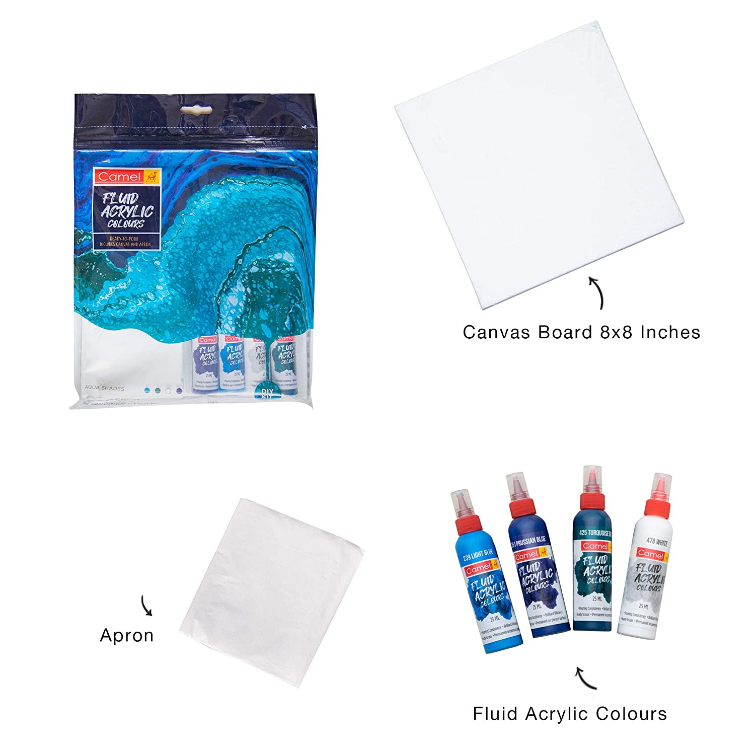 Camel Fluid Acrylic Kit - Aqua Series