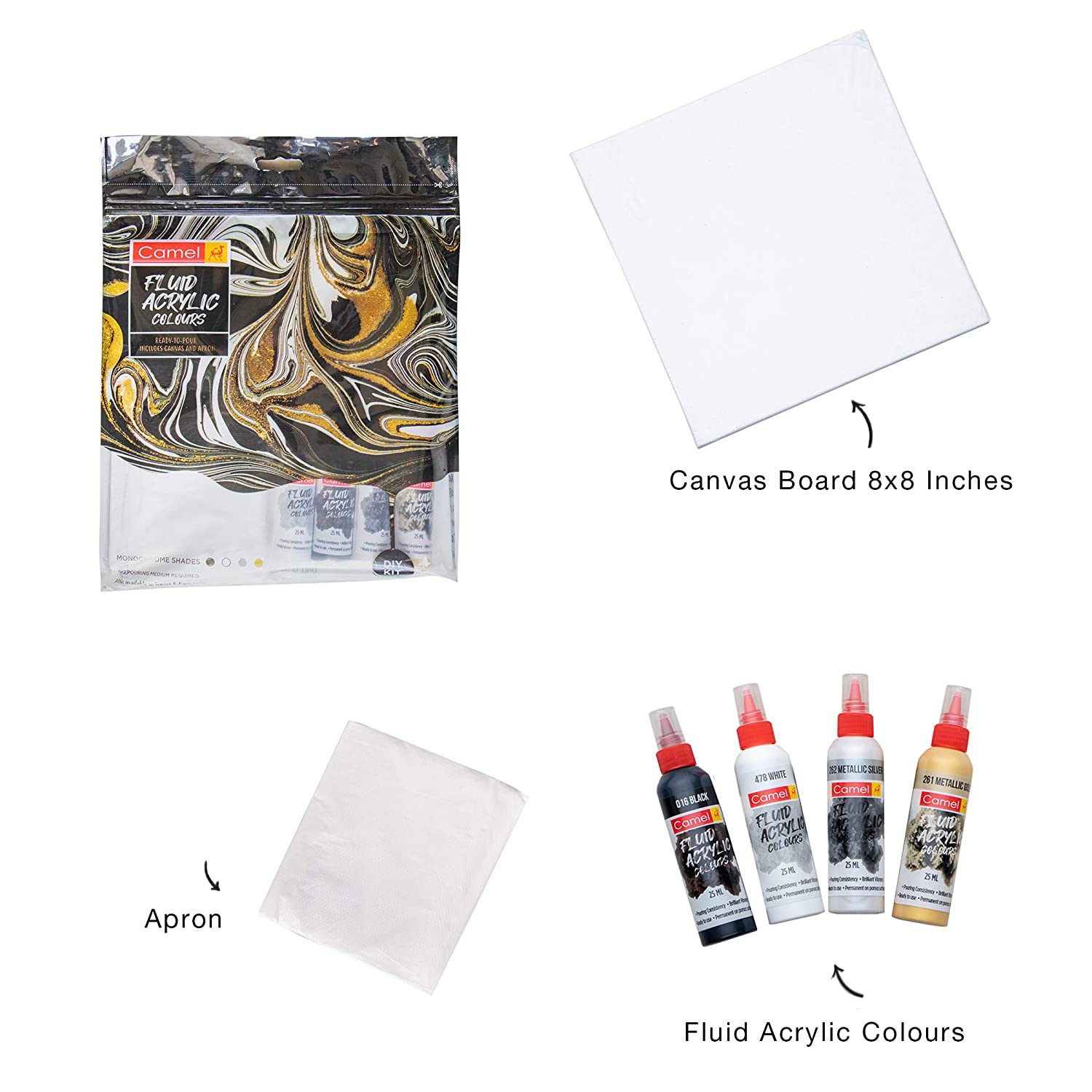 Camel Fluid Acrylic Kit - Monochrome Series