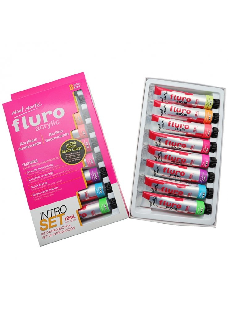 Mont Marte Fluro Acrylic Paint Intro Set 8 Piece