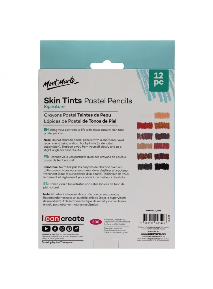 Mont Marte Signature Skin Tints Pastel Pencils 12pce