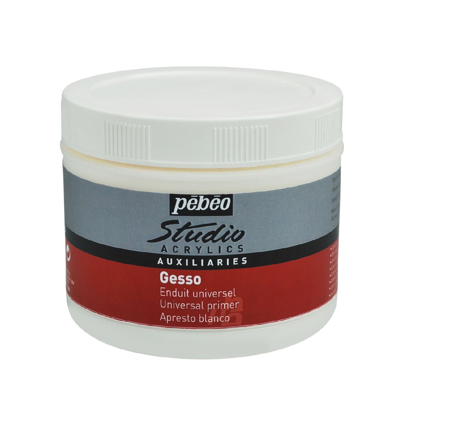 Pebeo Studio Acrylics Auxiliaries Gesso - White - Jar of 500 ml