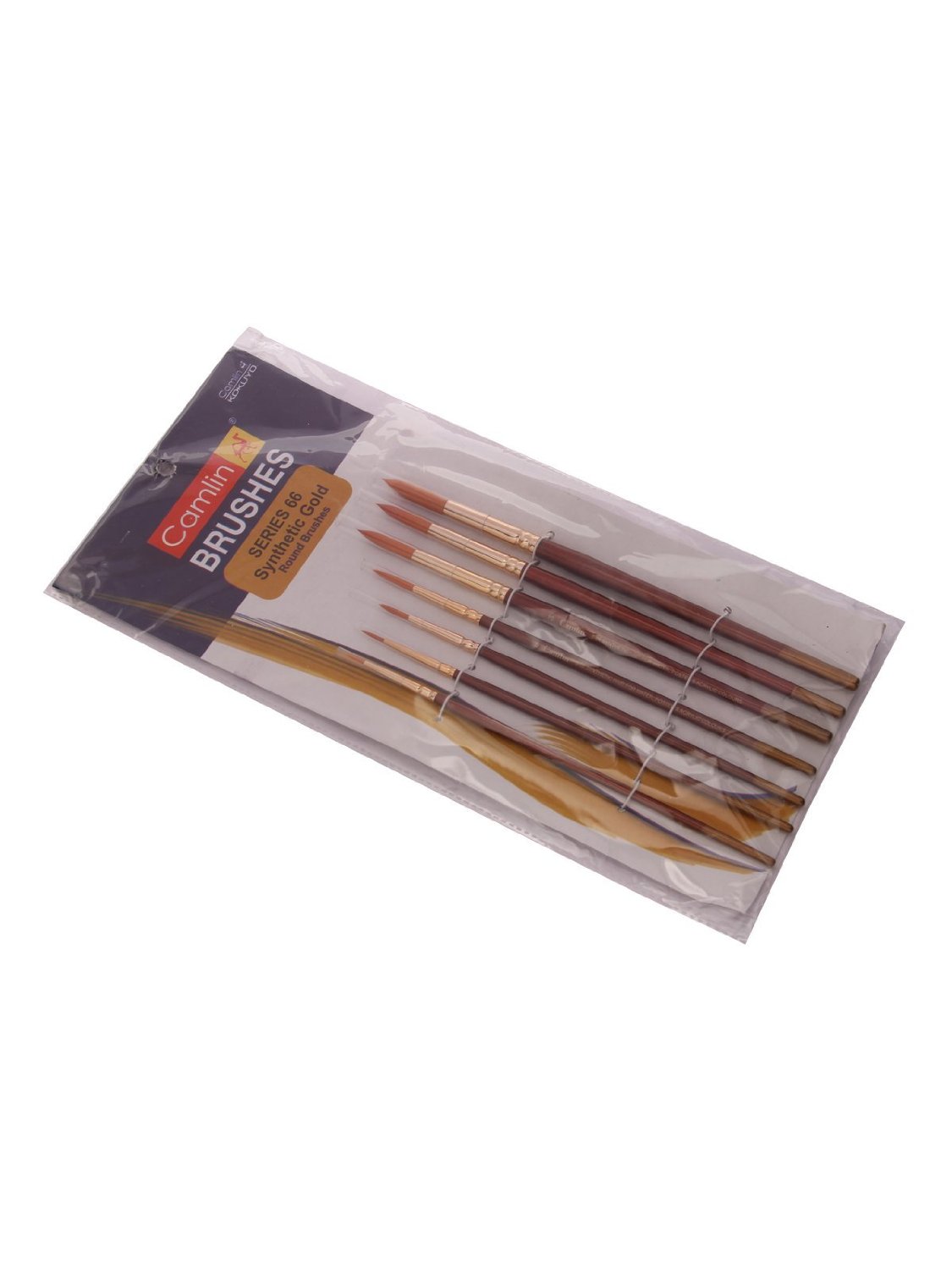 Camlin Paint Brush Series 66 - Round Synthetic Gold, Set Of 7