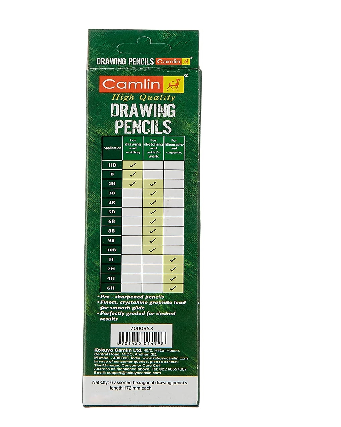 Camlin Kokuyo Drawing Pencil - Pack of 6