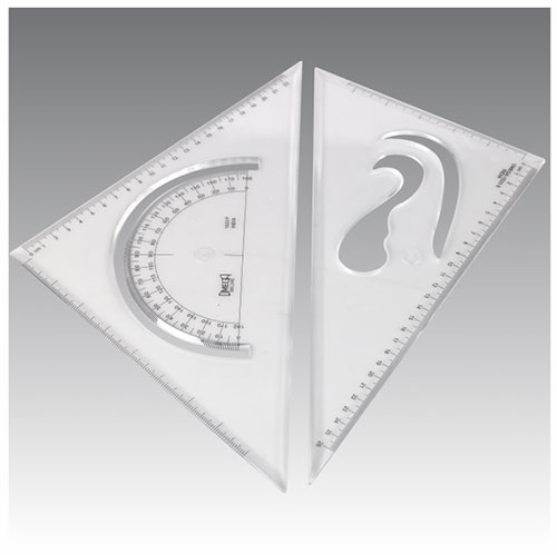 Omega Set Squares WIth Protractor Medium Size - 25cm