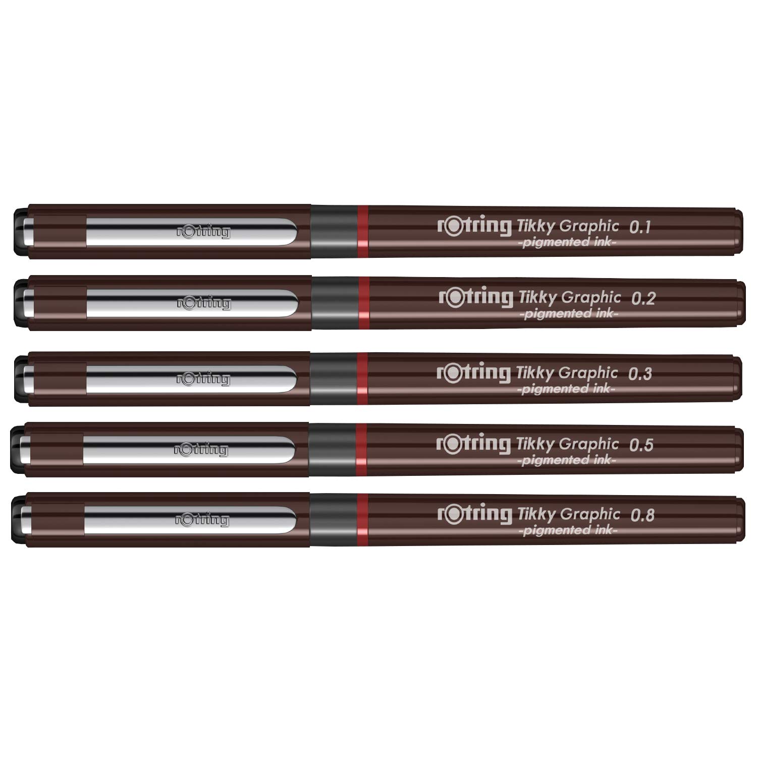 STAEDTLER 308 Pigment Liner Fineliner Pen - 0.05mm, 0.1mm, 0.2mm, 0.3mm,  0.5mm & 0.8mm Nibs - Black Ink - Pack of 6