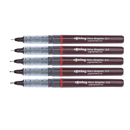 Rotring Tikky Graphic Pigment Liner 0.1mm, 0.2mm, 0.3mm, 0.5mm, 0.8mm Pens