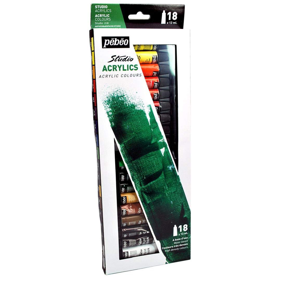 Pebeo High Viscosity Studio Acrylics - Set of 18 Colours in 12 ML Tubes