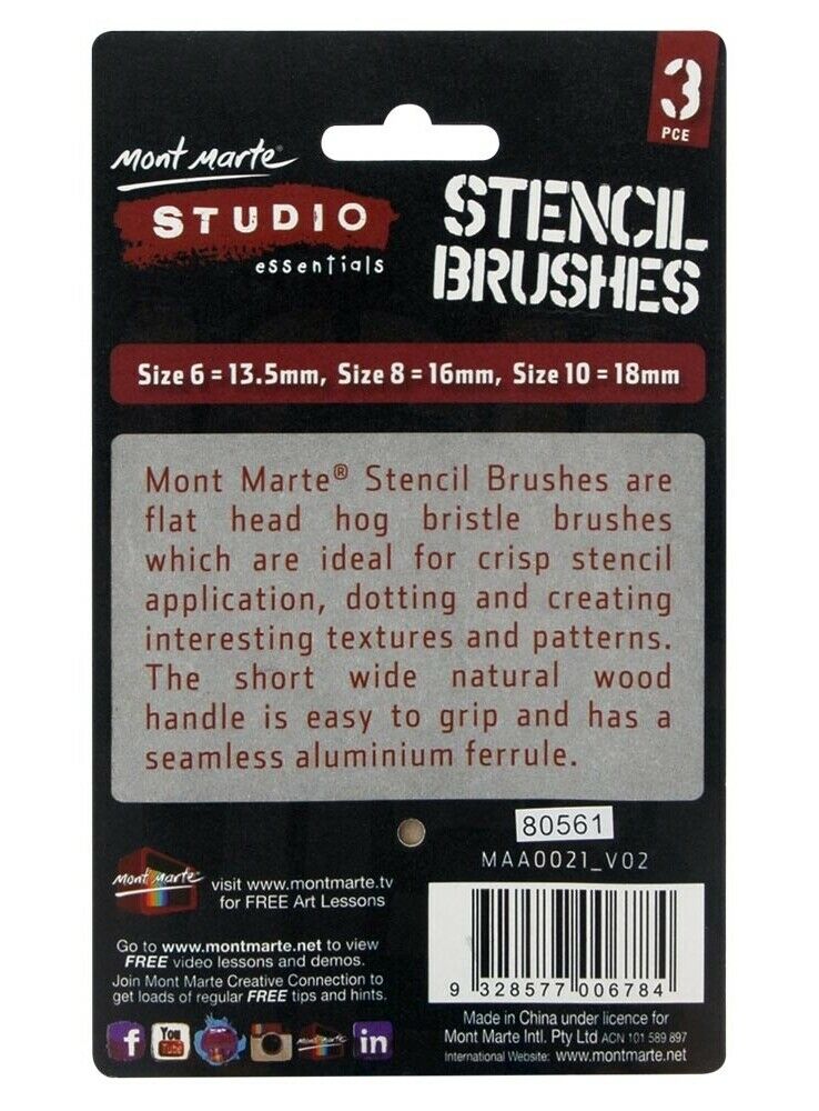 Mont Marte Studio Stencil Brushes 3 pack