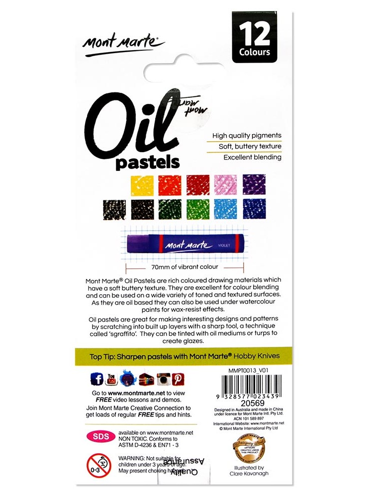 Mont Marte Oil Pastels 12pce