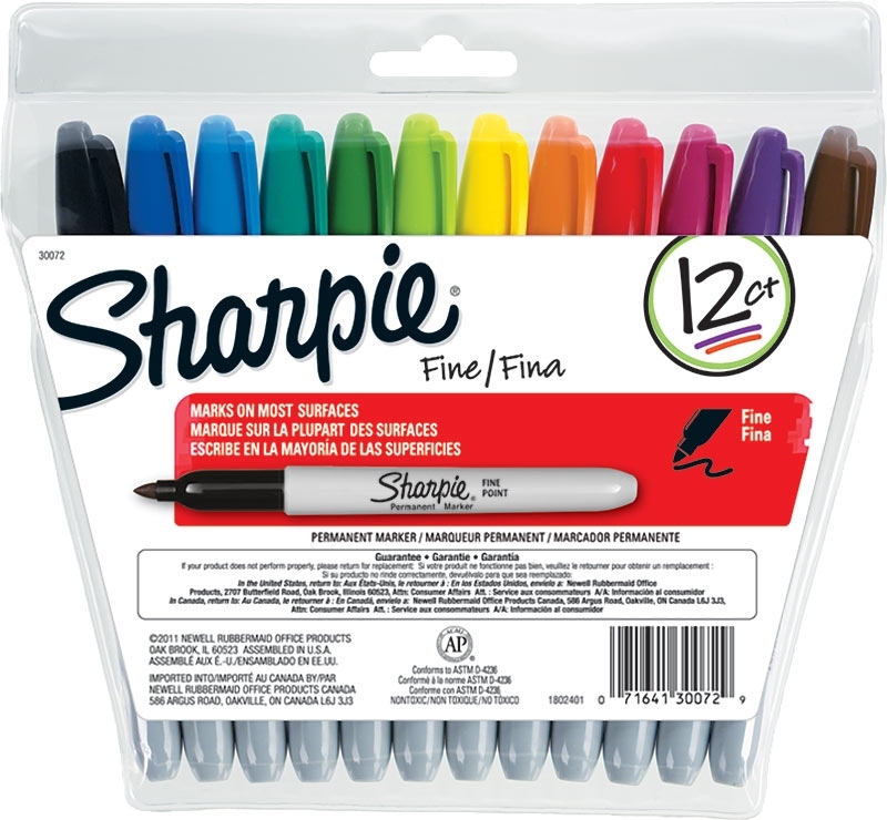 Sharpie Fine Permanent Marker Set of 12 Colours (Assorted)