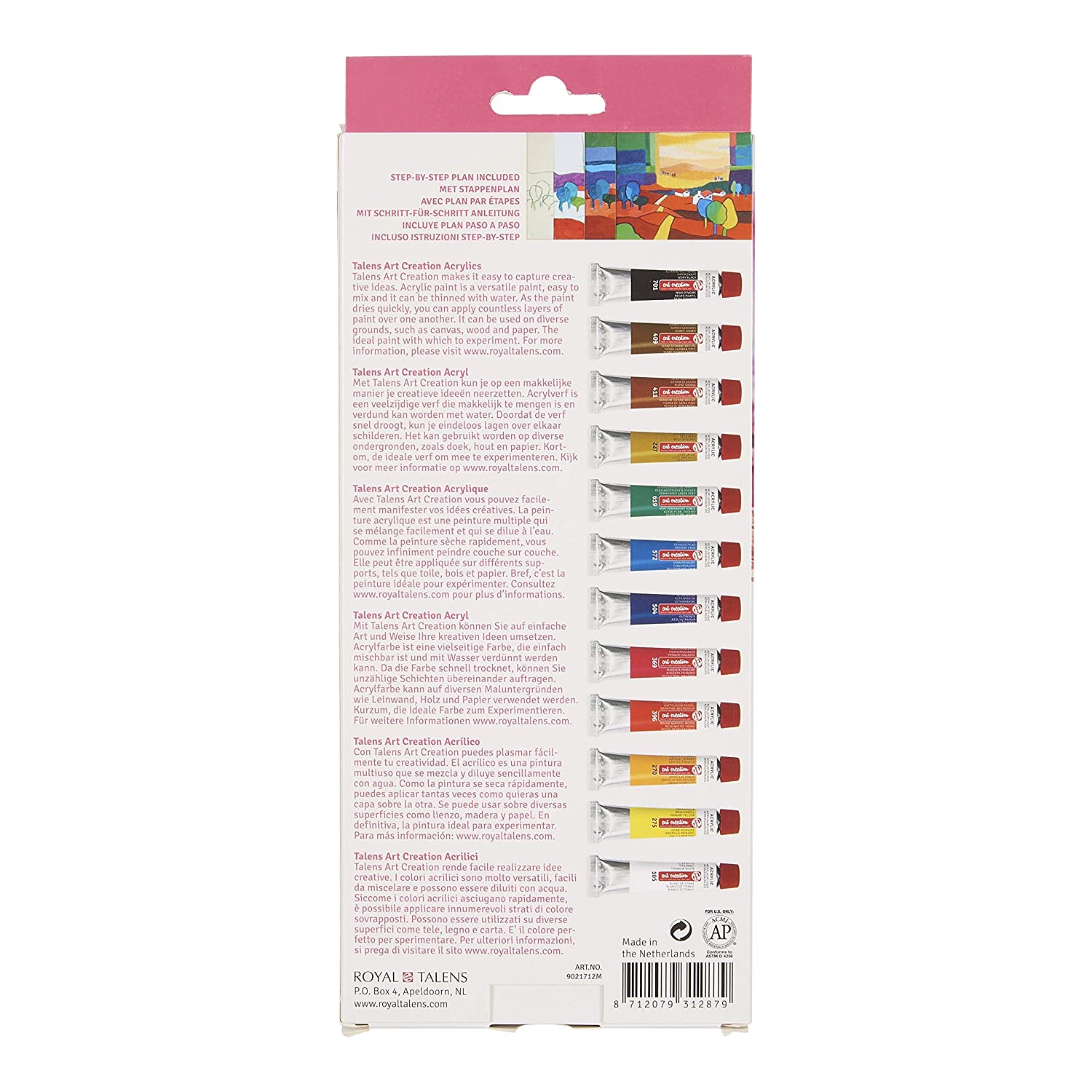 Art Creation Artists' Colours, 12x12ml, Acrylic Colours