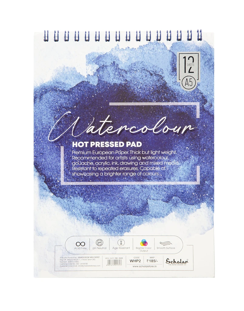Scholar A5 WATERCOLOUR HOT PRESSED PAD - 300 GSM (WHP2) 