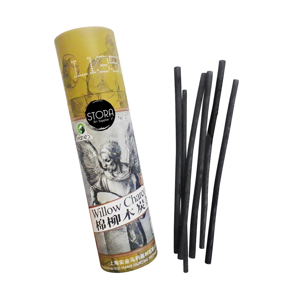 Maries Willow Charcoal 4-5 mm / Rod Tube Charcoal Paper Board+